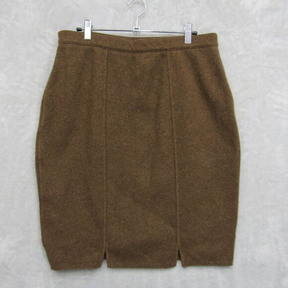 Vintage Rodier Wool Blend Knit Midi Length Skirt Pencil Brown Size 44 US Size 10 - Picture 1 of 10